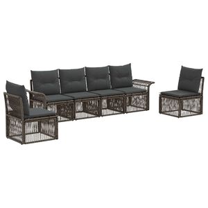 vidaXL Conjunto de Sof&aacute; de Jardim 6 unid. Cinzento vime PE