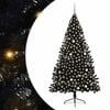 vidaXL &Aacute;rvore de Natal Artificial Pr&eacute;-iluminada Preto 240 cm PVC