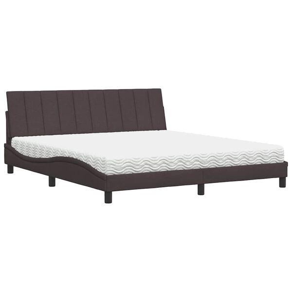 vidaXL Cama com colch&atilde;o Hanko 180x200 cm tecido castanho-escuro