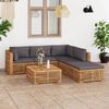 vidaXL 6 pcs conj. lounge jardim + almofad&otilde;es cinza-escuro teca maci&ccedil;a