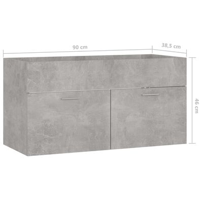 vidaXL Armário lavatório derivados de madeira cinzento cimento