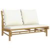 vidaXL 3 pcs conjunto lounge de jardim bambu c/ almofad&otilde;es branco nata