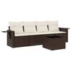 vidaXL 5 pcs conjunto sof&aacute;s p/ jardim c/ almofad&otilde;es vime PE castanho