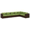 vidaXL 7 pcs conjunto lounge de jardim c/ almofad&otilde;es vime PE castanho