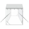 vidaXL Canil de exterior com teto 14x2x2,5 m a&ccedil;o galvanizado prateado