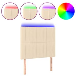 vidaXL Cabeceira de cama c/ LED tecido 80x5x118/128cm cr&egrave;me