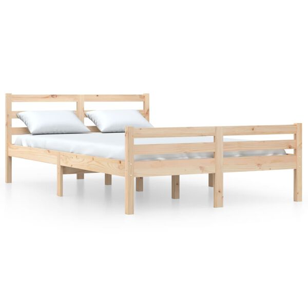 vidaXL Estrutura de cama king 150x200 cm madeira maciça
