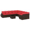 vidaXL Conjunto de sof&aacute; de jardim com 11 pe&ccedil;as e almofadas em rattan sint&eacute;tico marrom