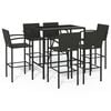 vidaXL 7 pcs conjunto de bar para jardim vime PE preto