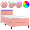 vidaXL Cama box spring c/ colch&atilde;o/LED 100x200 cm veludo rosa