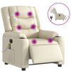 vidaXL Poltrona massagens reclin&aacute;vel el&eacute;trica couro artificial creme