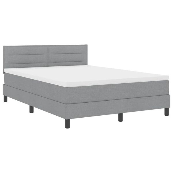 vidaXL Cama Box com cabeceira Cinzento-claro 140 x 200 cm tecido