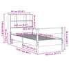 vidaXL Cama com estante sem colch&atilde;o 75x190cm pinho maci&ccedil;o castanho-mel