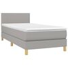 vidaXL Cama box spring c/ colch&atilde;o e LED 90x190 cm tecido cinza-claro