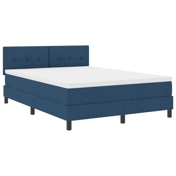 vidaXL Cama Box com colch&atilde;o com led Azul 140 x 190 cm tecido