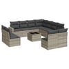 vidaXL 12 pcs conj. sof&aacute;s jardim com almofad&otilde;es vime PE cinzento-claro