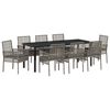 vidaXL Conjunto de Jantar para Jardim 9 unid. Cinzeto vime PE