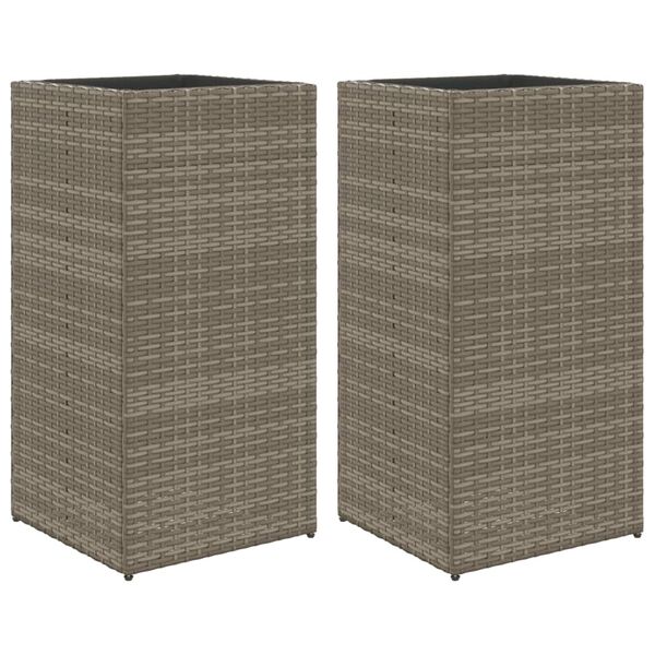vidaXL Vaso/floreira de jardim 2 pcs 40x40x80 cm vime PE cinzento