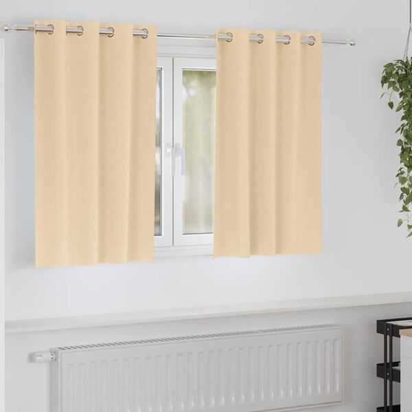 vidaXL Cortinas Blackout com Argolas 2 pcs Creme 140 x 140 cm