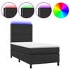 vidaXL Cama box spring c/ colch&atilde;o/LED 90x190 cm couro artificial preto