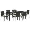 vidaXL Conjunto de Jantar para Jardim com almofada 7 pcs Preto vime PE