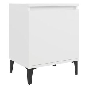 vidaXL Mesa de cabeceira com pernas em metal 40x30x50 cm branco