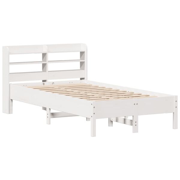 vidaXL Cama sem colch&atilde;o 120x200 cm madeira de pinho maci&ccedil;a branco