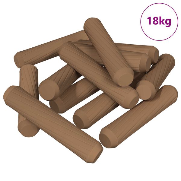 vidaXL Dowels de madeira 18000 pcs Castanho Madeira maci&ccedil;a