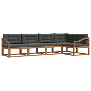 vidaXL Conjunto de Sof&aacute;s para Exterior 5 pcs Natural e Antracite