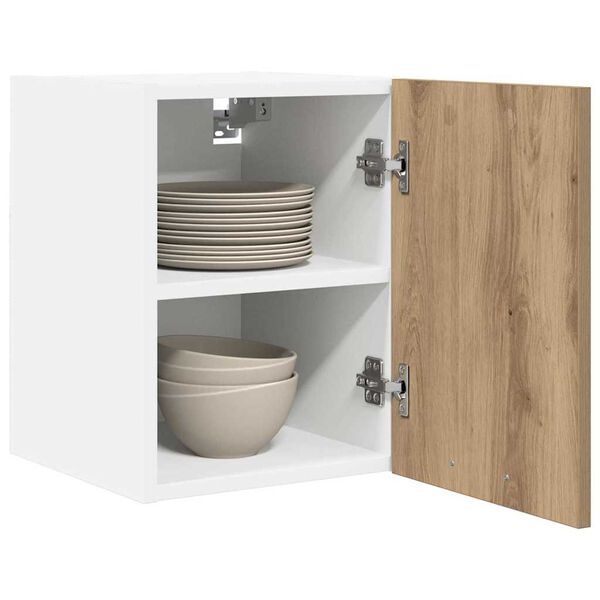 vidaXL Arm&aacute;rio suspenso com porta 2 pcs Carvalho Artesanal e Branco