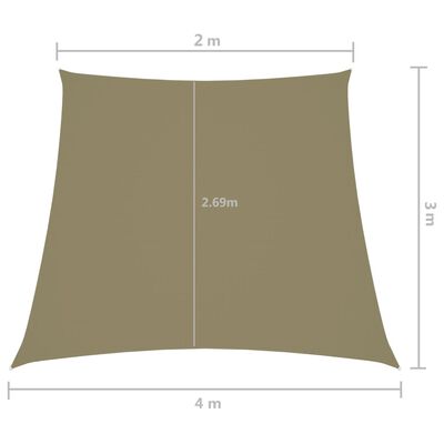 vidaXL Para-sol estilo vela tecido oxford trapézio 2/4x3 m bege