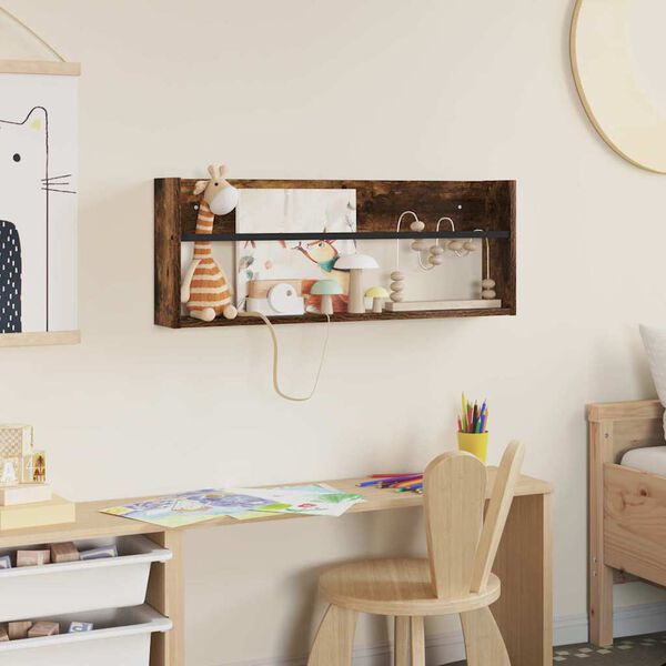 vidaXL Estante de Revistas Carvalho Defumado 80 x 12 x 30 cm