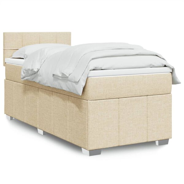 vidaXL Cama com molas/colch&atilde;o 80x200 cm tecido cor cr&egrave;me