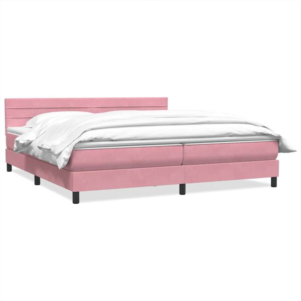 vidaXL Cama com molas colch&atilde;o 200x210 cm veludo rosa