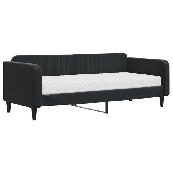 vidaXL Sof&aacute;-cama com colch&atilde;o 90x200 cm veludo preto