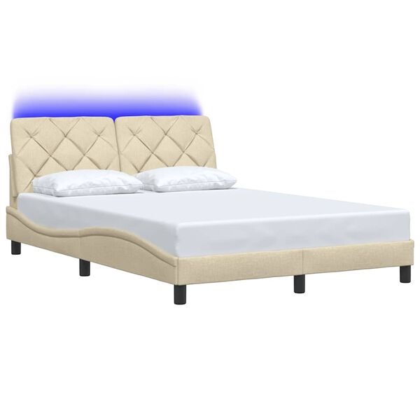 vidaXL Estrutura de cama com LED sem colch&atilde;o 140x200 cm tecido