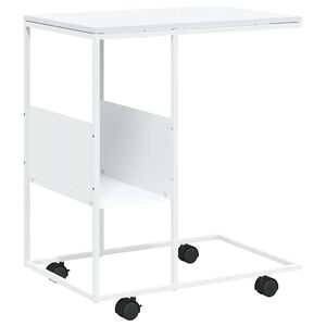 vidaXL Mesa de apoio c/ rodas 55x36x63,5cm derivados de madeira branco