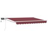 vidaXL Toldo retr&aacute;til manual com LEDs Vermelho Borgonha 3 x 2,5 m