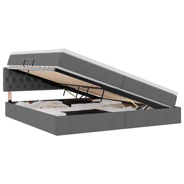 vidaXL Cama com arruma&ccedil;&atilde;o e colch&atilde;o Cinza Escuro 200 x 200 cm