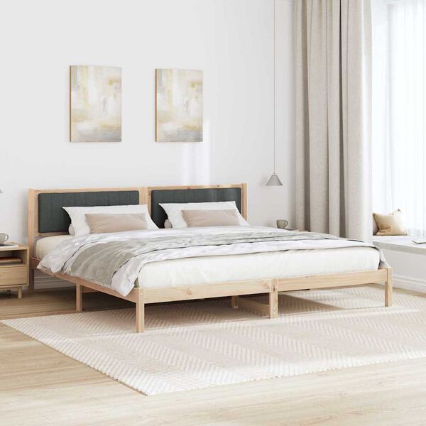 vidaXL Estrutura da Cama com cabeceira Cinza Escuro 200 x 200 cm