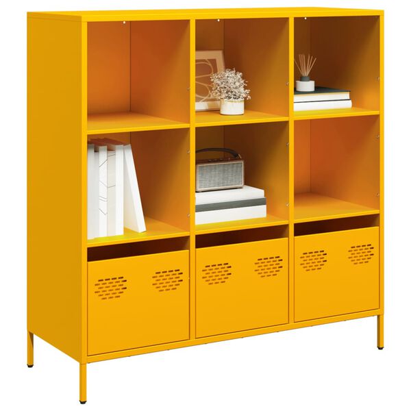 vidaXL M&oacute;vel alto 101,5x39x103,5 cm a&ccedil;o amarelo mostarda