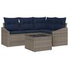 vidaXL Conjunto de Sof&aacute; de Jardim 5 pcs Cinza e Azul Marinho vime PE