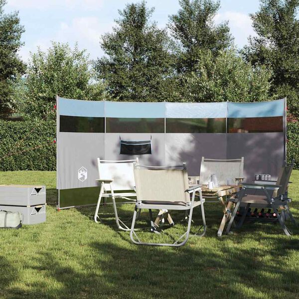 vidaXL Corta-vento de campismo 366x152x152 cm impermeável azul