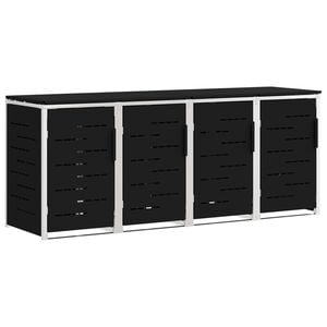 vidaXL Armazenamento de Lixeira for 4 Bins 240L A&ccedil;o inoxid&aacute;vel Preto