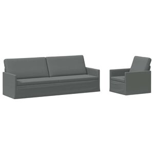vidaXL Conjunto de Sof&aacute;s 2 pcs Cinzento-Escuro Tecido