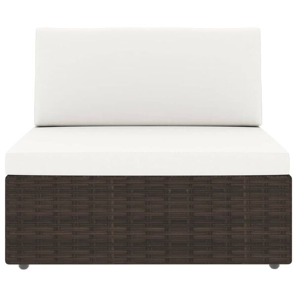 vidaXL 10 pcs conjunto lounge p/ jardim c/ almofad&otilde;es vime PE castanho