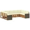 vidaXL Conjunto de Sof&aacute; Sectional 9 pcs Natural e Creme Poli&eacute;ster