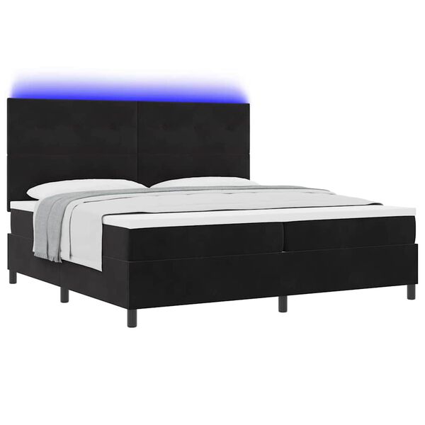 vidaXL Cama Box Spring LED com colch&atilde;o Preto 200 x 200 cm tecido