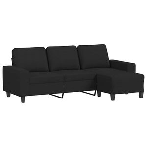 vidaXL Sof&aacute; de 3 lugares com apoio de p&eacute;s 180 cm tecido preto