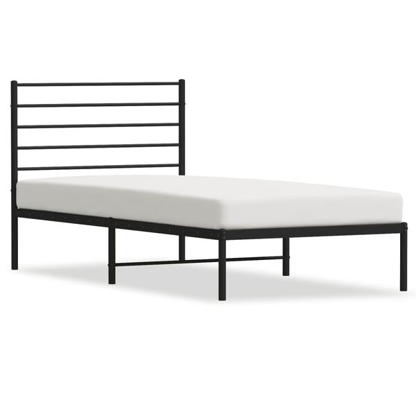 vidaXL Estrutura de cama com cabeceira 107x203 cm metal preto